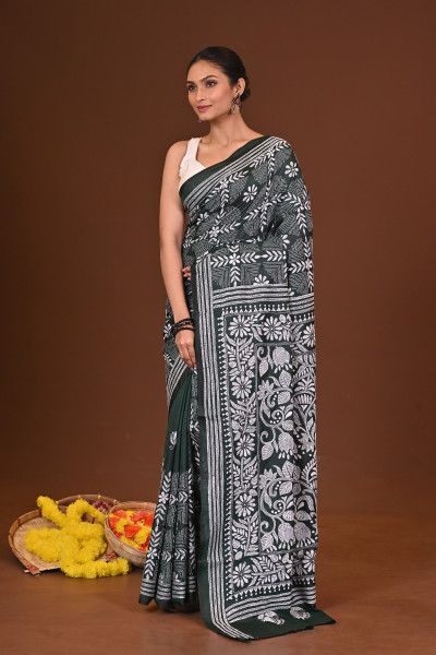 BONOLATA BLENDED SILK KANTHA SAREE