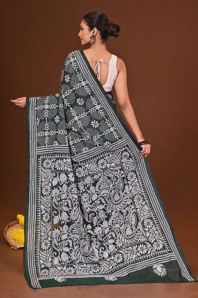 BONOLATA BLENDED SILK KANTHA SAREE