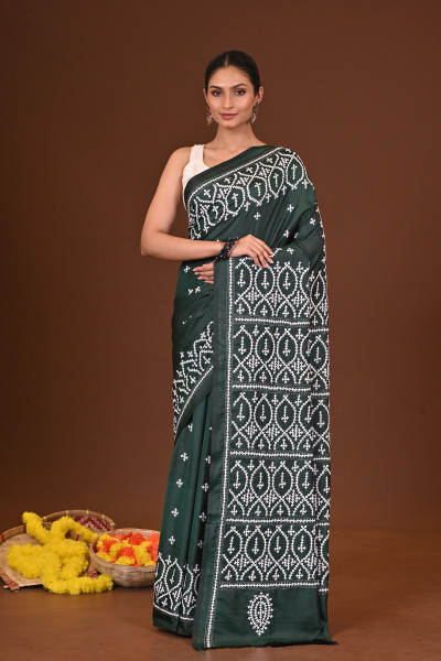MEGHDURGA BLENDED SILK KANTHA SAREE