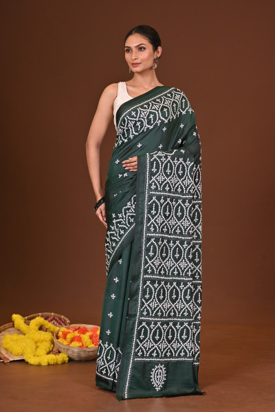 MEGHDURGA BLENDED SILK KANTHA SAREE