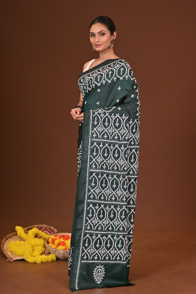 MEGHDURGA BLENDED SILK KANTHA SAREE