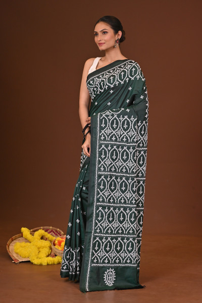 MEGHDURGA BLENDED SILK KANTHA SAREE