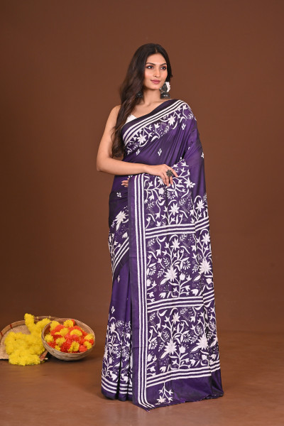 BRAHMABEENA BLENDED SILK KANTHA SAREE