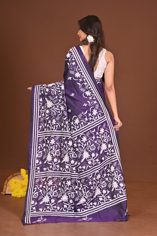 BRAHMABEENA BLENDED SILK KANTHA SAREE