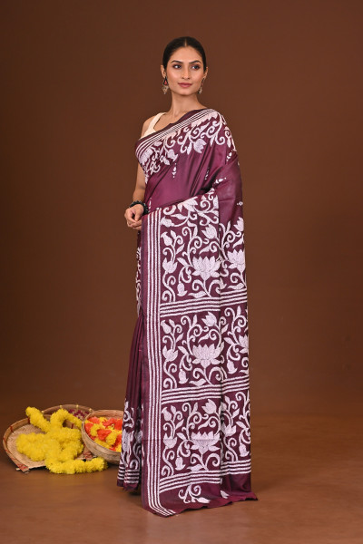 CHITRANGADA BLENDED SILK KANTHA SAREE