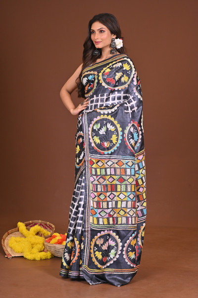 CHITRITA TUSSAR DIY HANDPAINT KANTHA SAREE