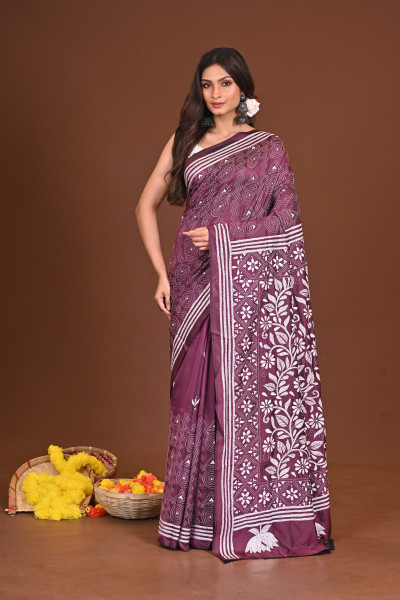 DEVIDWIPIKA BLENDED SILK KANTHA SAREE