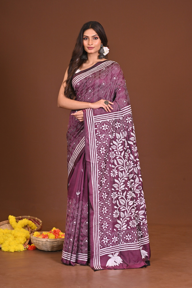 DEVIDWIPIKA BLENDED SILK KANTHA SAREE