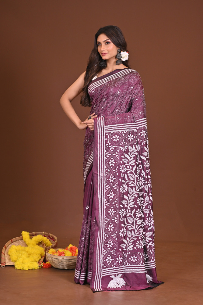 DEVIDWIPIKA BLENDED SILK KANTHA SAREE