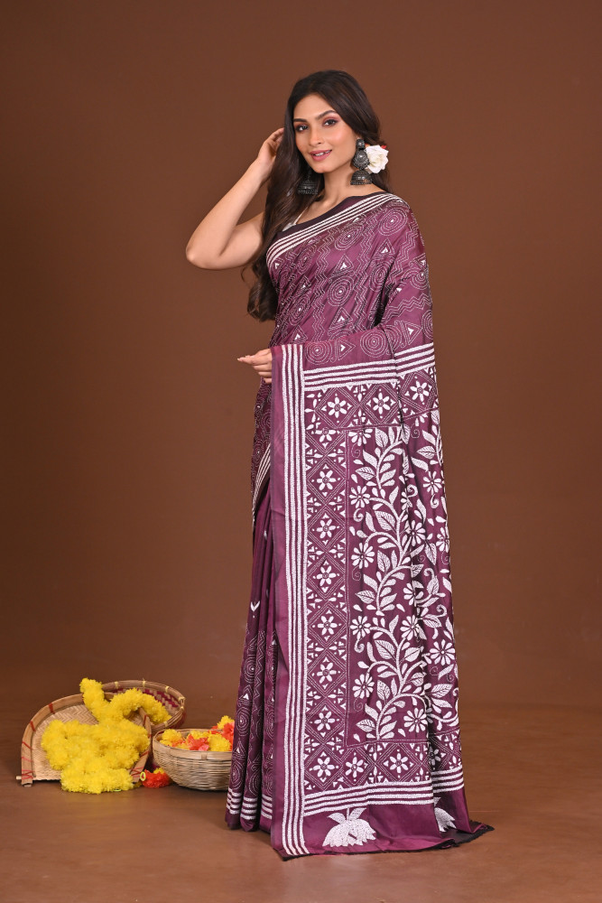 DEVIDWIPIKA BLENDED SILK KANTHA SAREE
