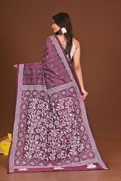 DEVIDWIPIKA BLENDED SILK KANTHA SAREE