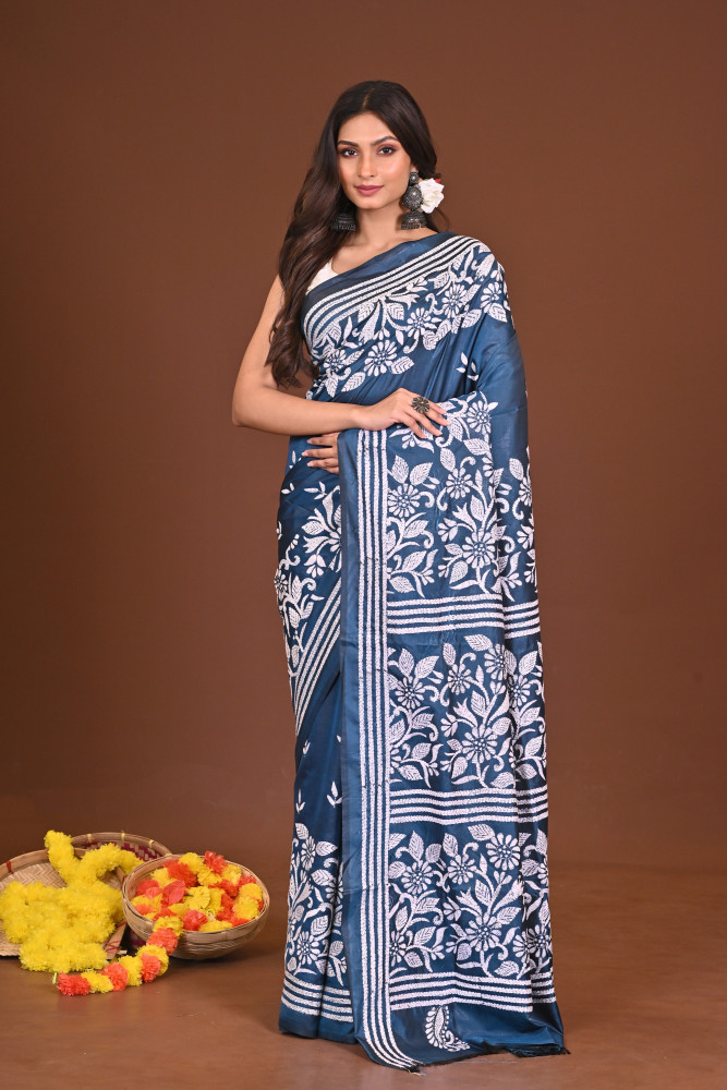DEVOBHOOMIDOLON BLENDED SILK KANTHA SAREE
