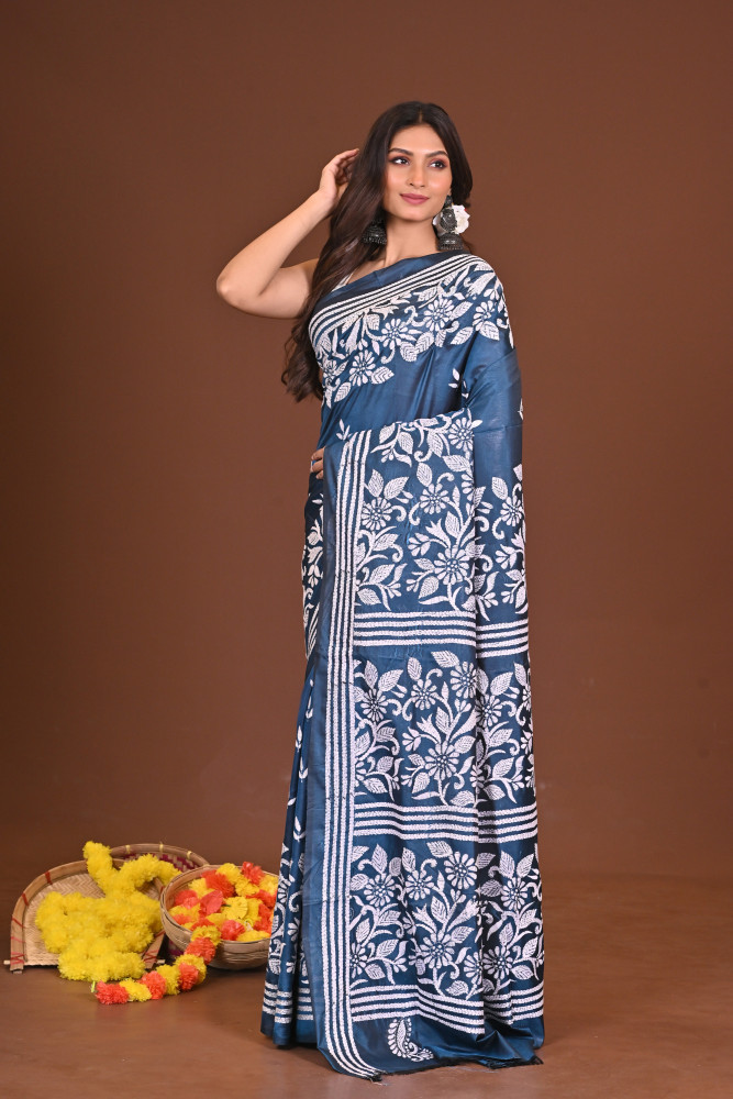 DEVOBHOOMIDOLON BLENDED SILK KANTHA SAREE