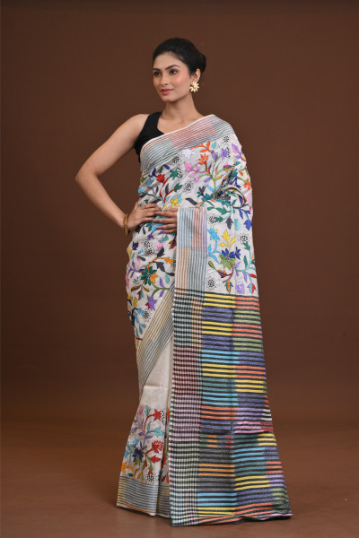 Silk Jalchuri Allover Kantha Saree