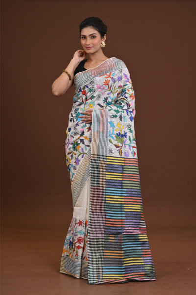 Silk Jalchuri Allover Kantha Saree