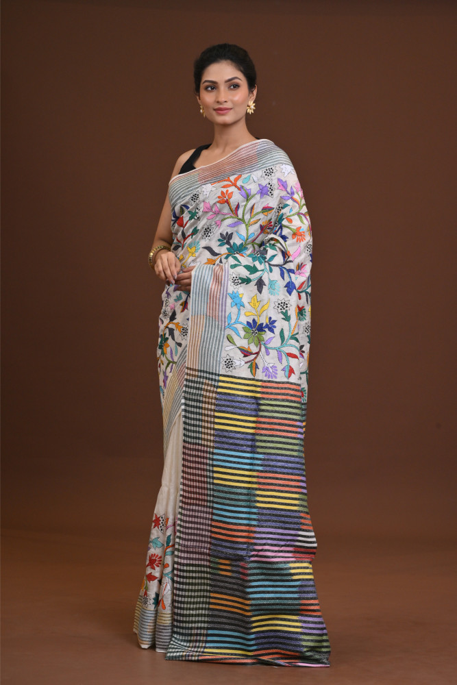 Silk Jalchuri Allover Kantha Saree