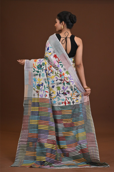 Silk Jalchuri Allover Kantha Saree