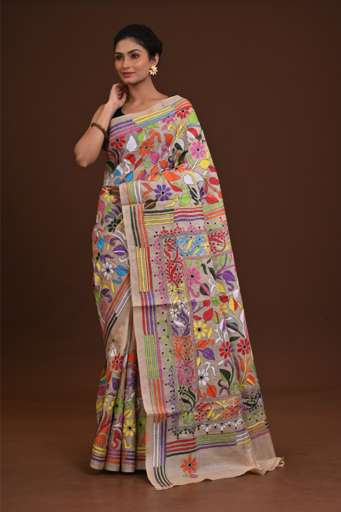 Pure Silk Kantha Saree