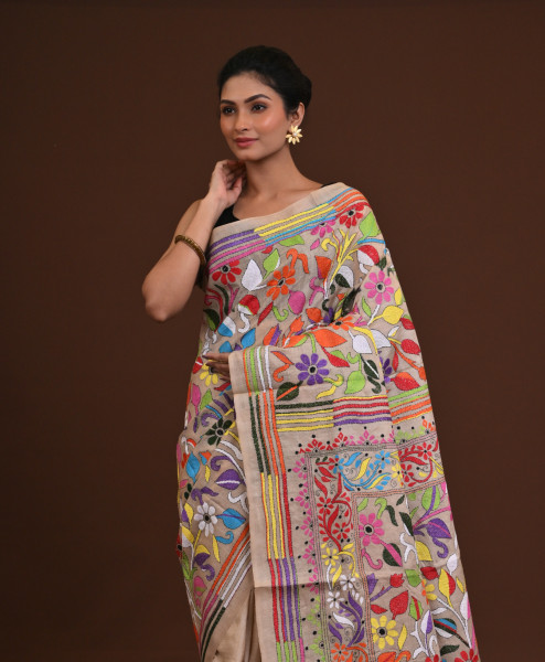 Pure Silk Kantha Saree