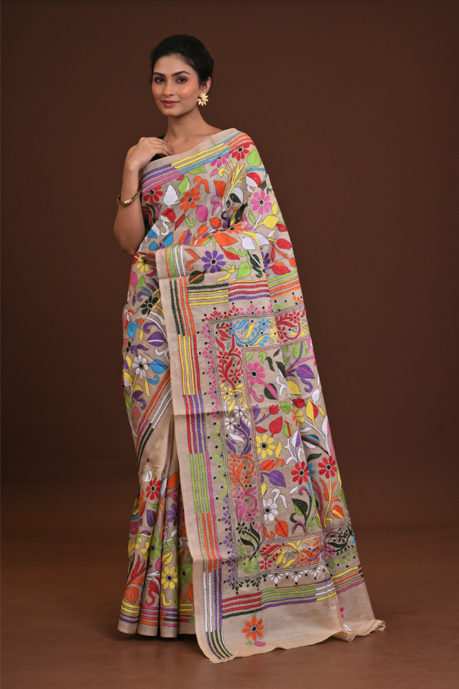 Pure Silk Kantha Saree