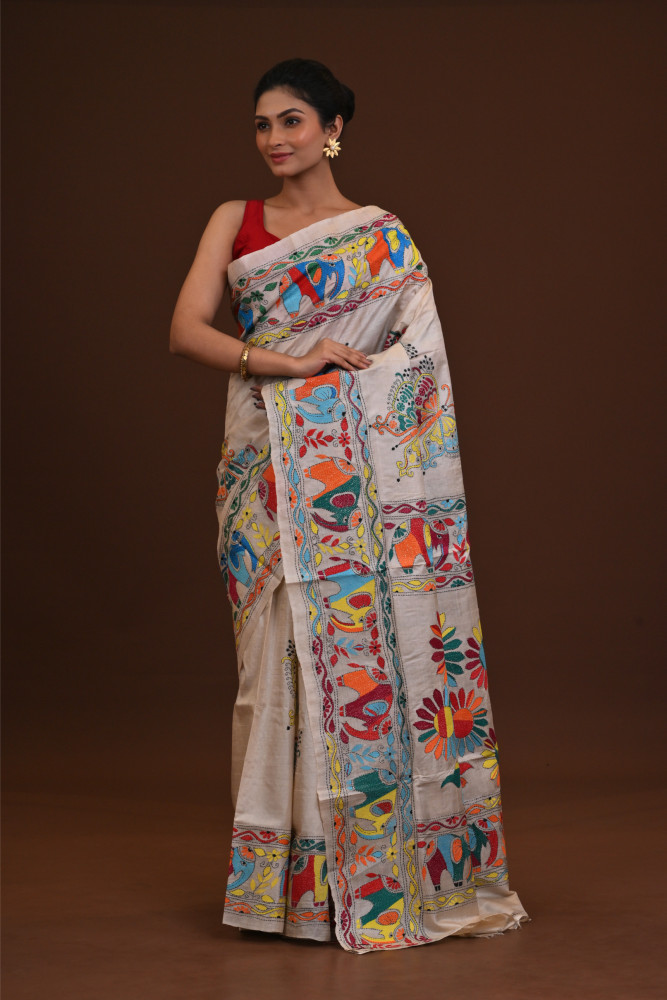 Pure Silk Kantha Saree