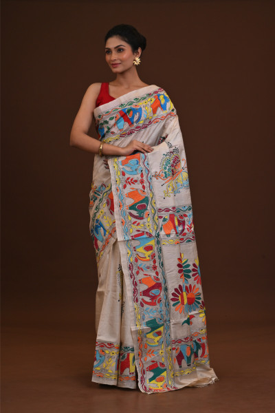 Pure Silk Kantha Saree