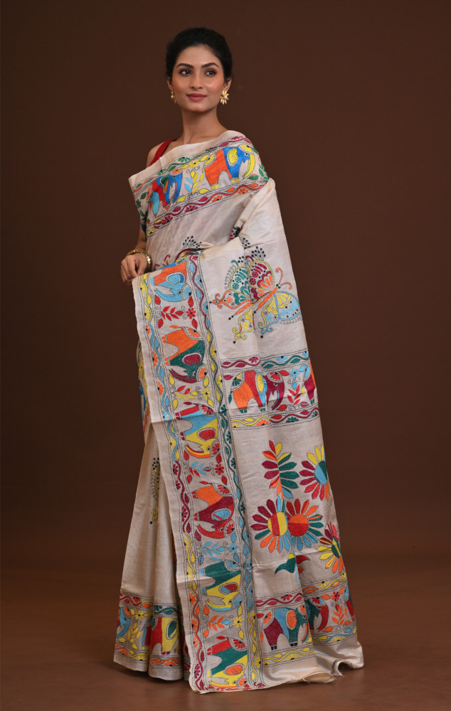 Pure Silk Kantha Saree