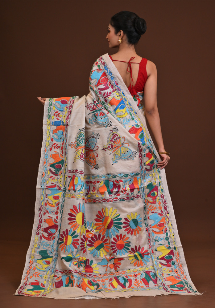 Pure Silk Kantha Saree