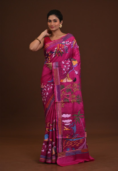 Pure Silk Kantha Saree