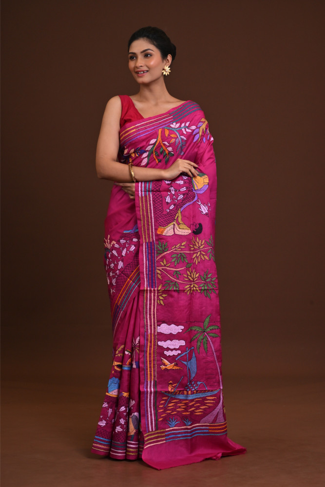 Pure Silk Kantha Saree