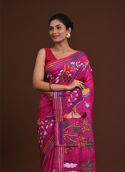 Pure Silk Kantha Saree