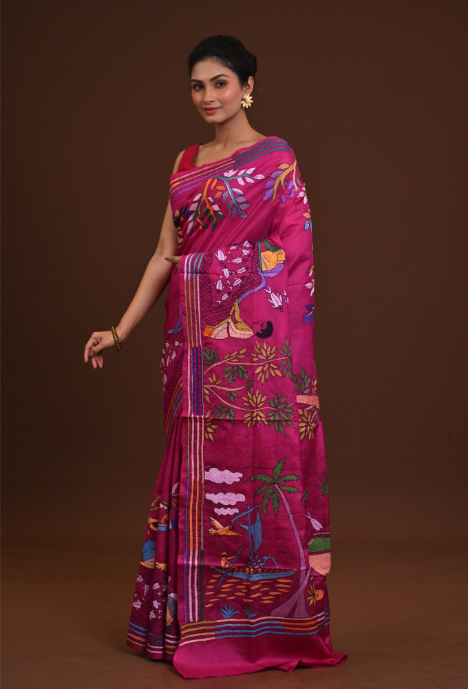 Pure Silk Kantha Saree