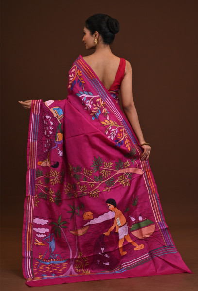 Pure Silk Kantha Saree