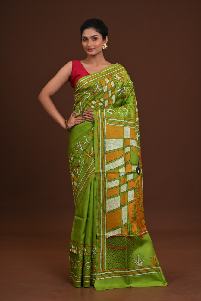 Pure Silk Kantha Saree