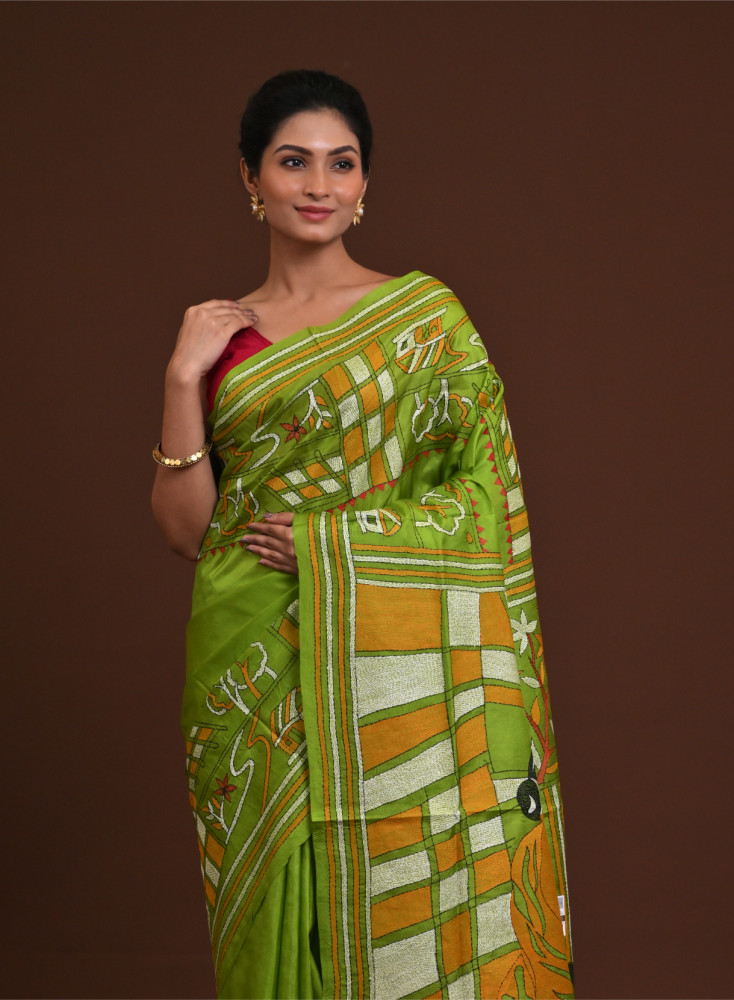 Pure Silk Kantha Saree