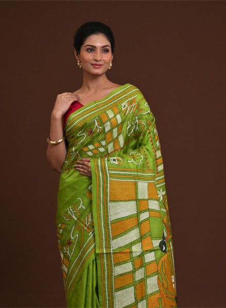 Pure Silk Kantha Saree