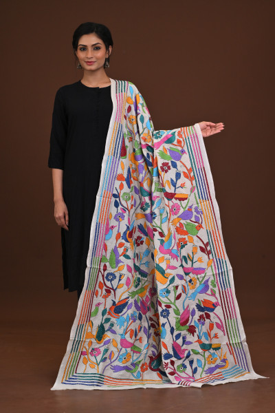 Pure Silk Kantha Dupatta