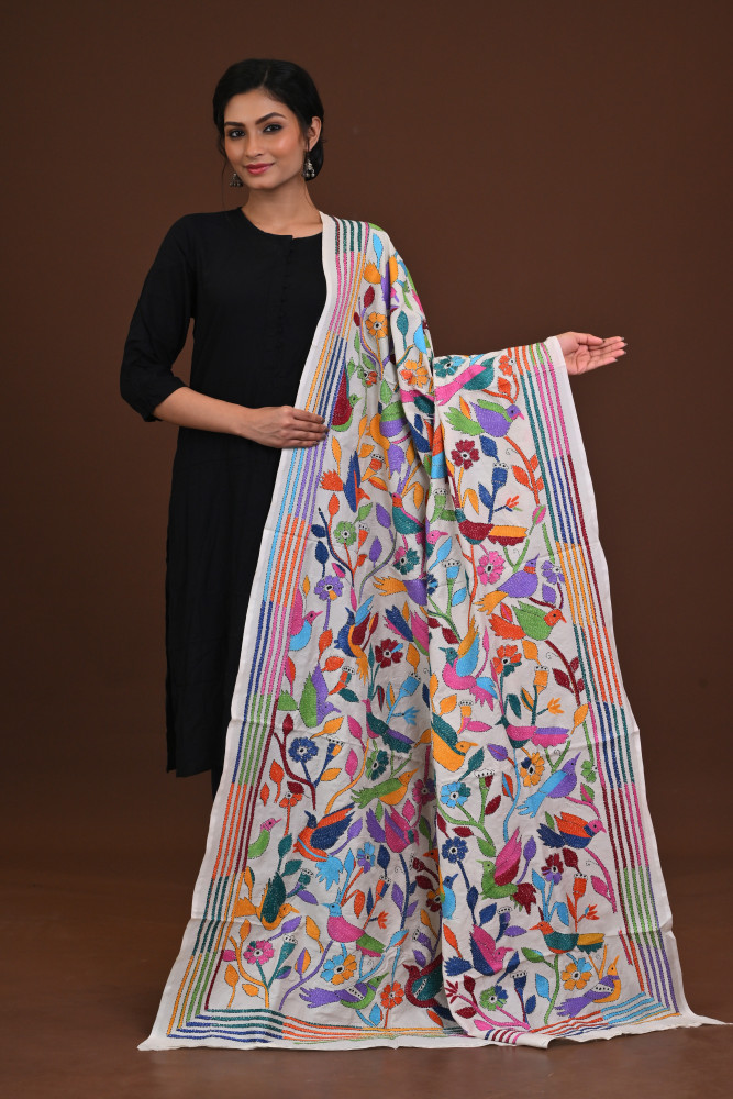 Pure Silk Kantha Dupatta