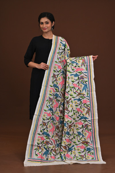 Pure Silk Kantha Dupatta