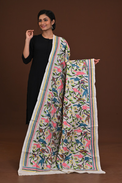 Pure Silk Kantha Dupatta