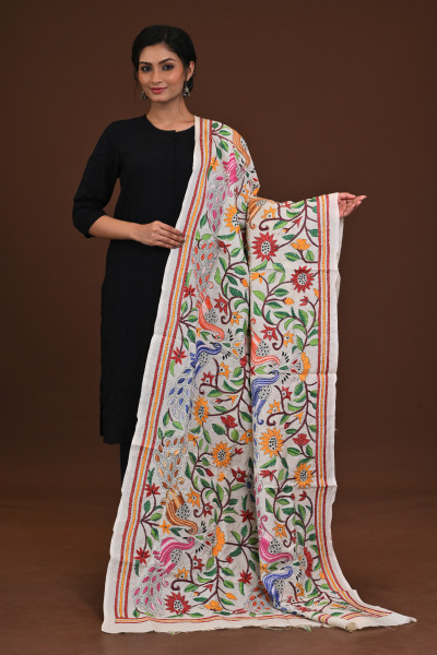 Pure Silk Kantha Dupatta