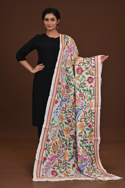 Pure Silk Kantha Dupatta