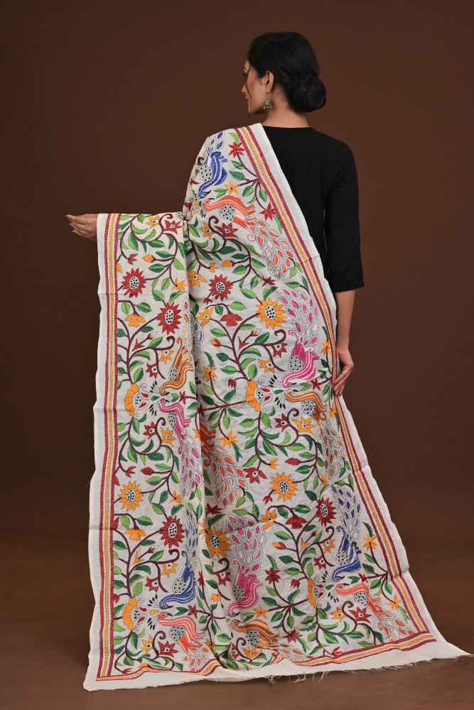 Pure Silk Kantha Dupatta