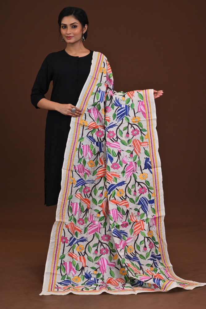 Pure Silk Kantha Dupatta