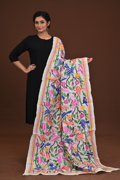 Pure Silk Kantha Dupatta