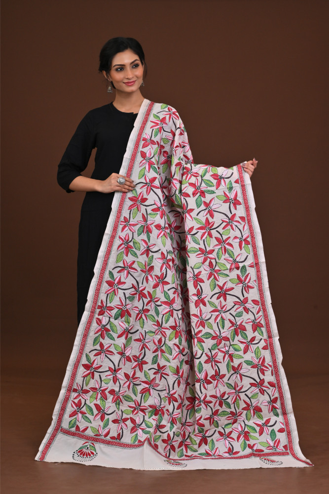 Pure Silk Kantha Dupatta