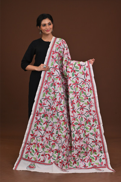 Pure Silk Kantha Dupatta