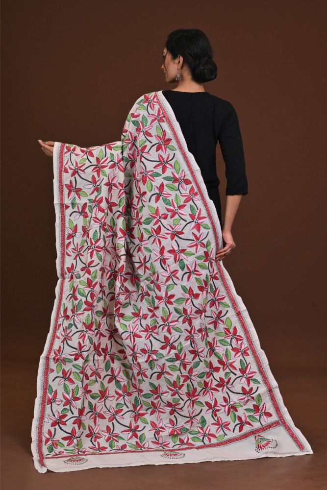 Pure Silk Kantha Dupatta