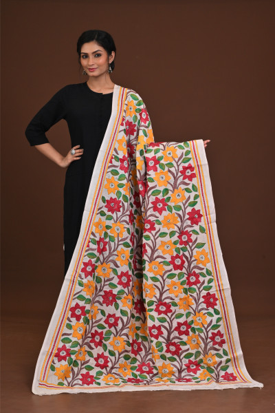 Pure Silk Kantha Dupatta