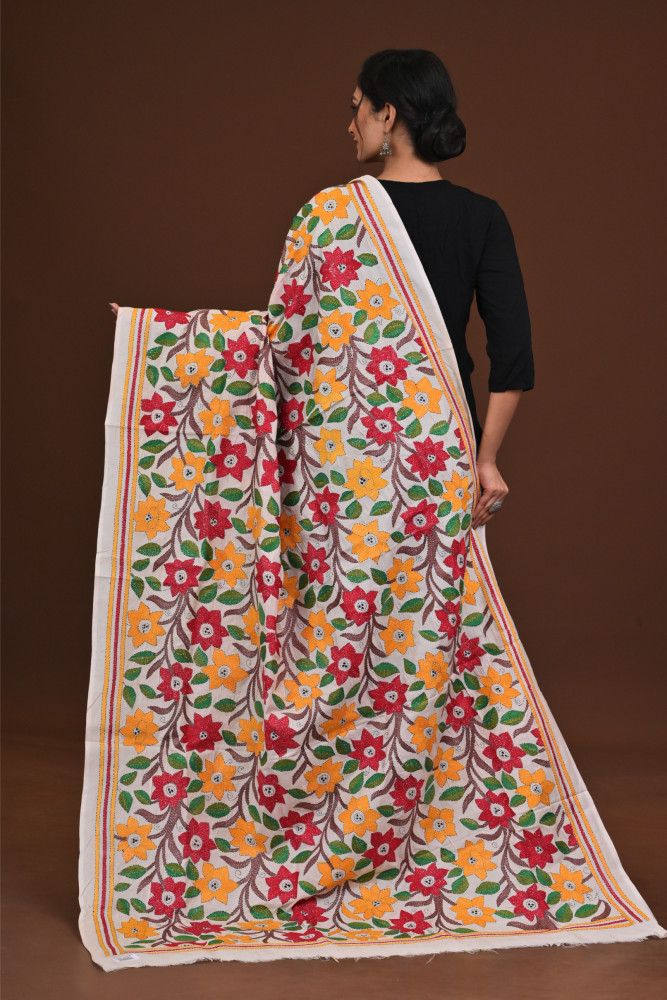 Pure Silk Kantha Dupatta